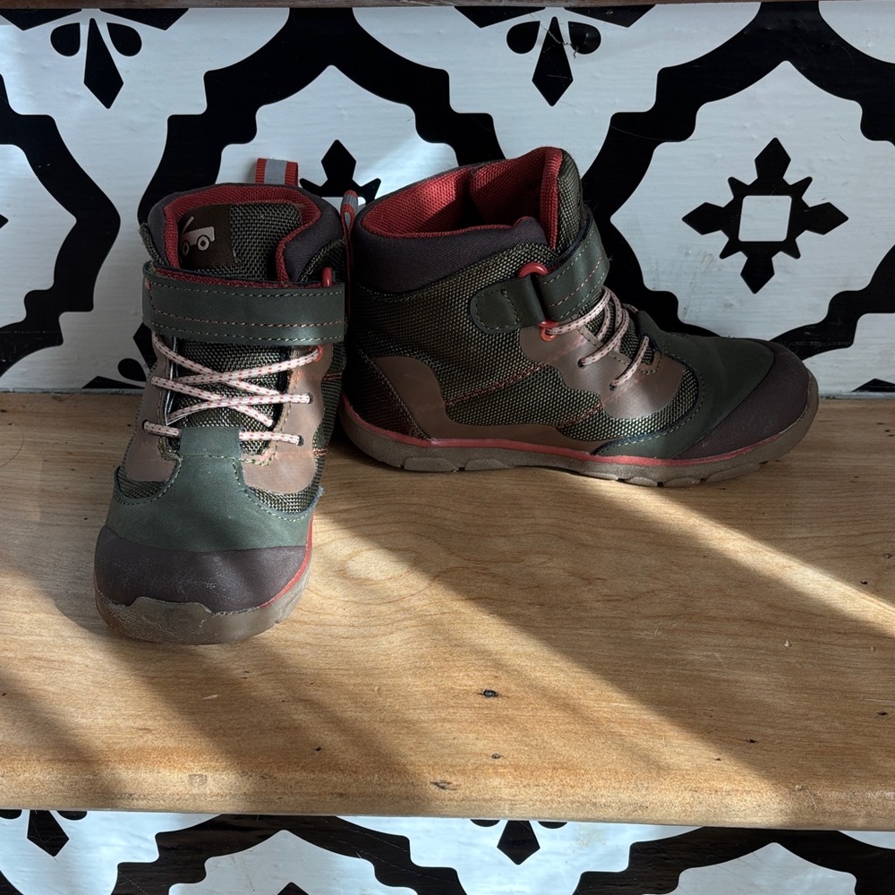 See Kai Run Olive Green and Brown Kids High-Top Boots